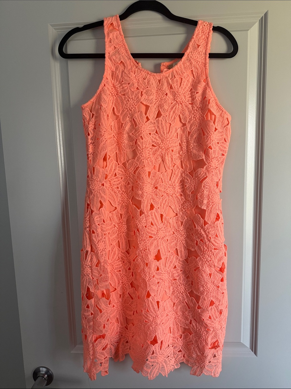 Japna Coral Lace Mini Shift Dress
